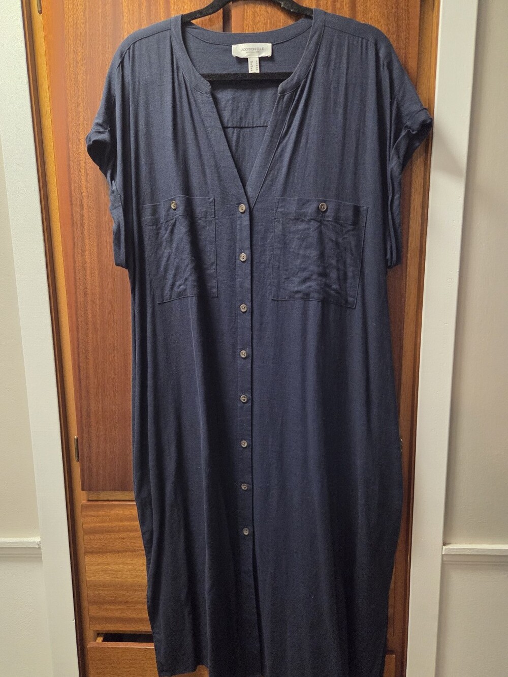 Addition Elle Navy Button-Down Shirt Dress 2X